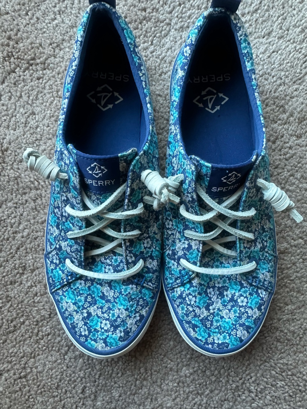 Sperry Top-Sider Women's Blue Floral Boat Sneakers Size 9